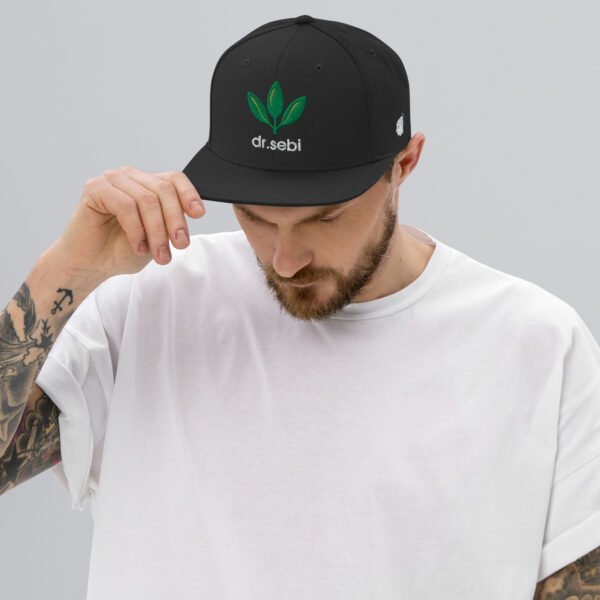 Dr. Sebi Snapback Cap – Unisex (White Text) - Image 7