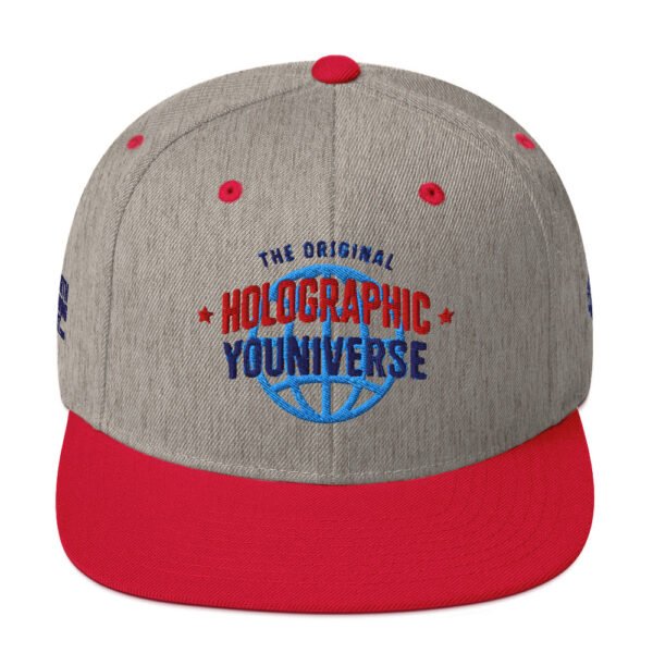 Holographic YOUniverse Snapback Cap – Unisex (Navy Text)