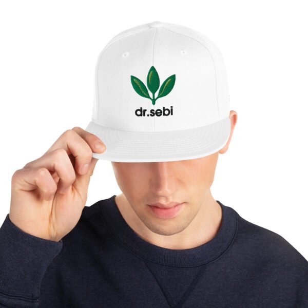 Dr. Sebi Snapback Cap – Unisex (Black Text) - Image 6