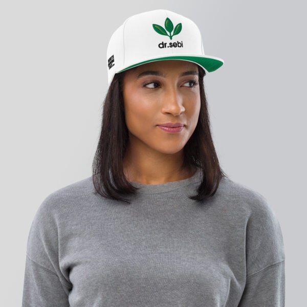 Dr. Sebi Snapback Cap – Unisex (Black Text) - Image 8