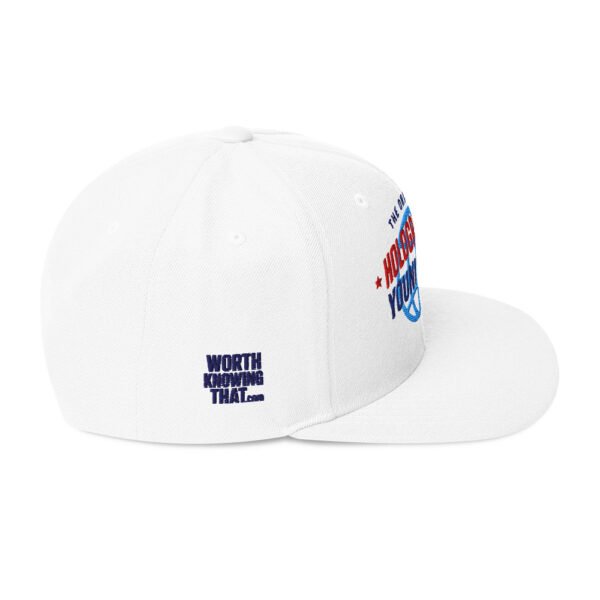 Holographic YOUniverse Snapback Cap – Unisex (Navy Text) - Image 30
