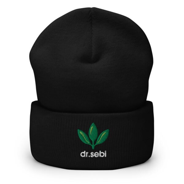 Dr. Sebi Hat – Cuffed Beanie Unisex (White Text) - Image 9