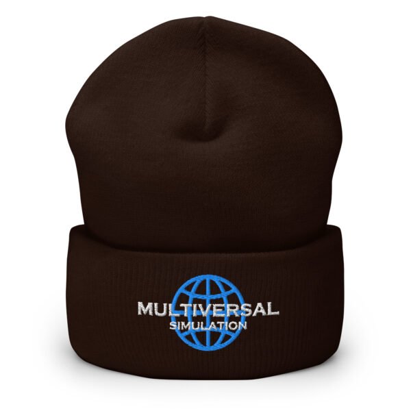 Multiversal Simulation Hat – Cuffed Beanie Unisex (White Text) - Image 10