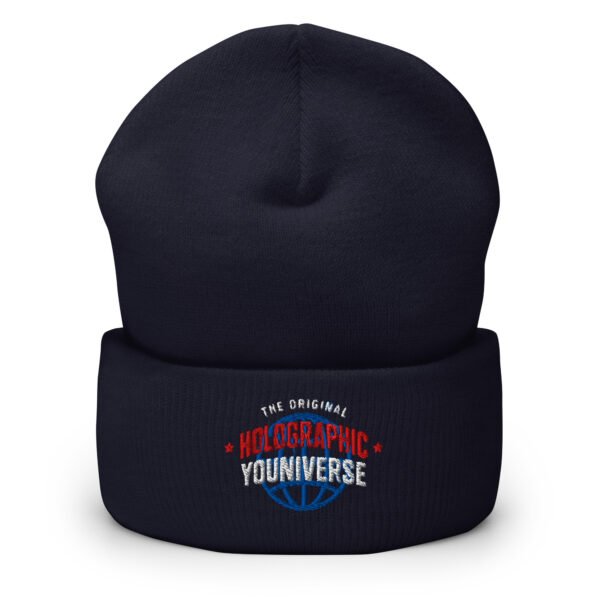 Holographic YOUniverse Hat – Cuffed Beanie Unisex (White Text)