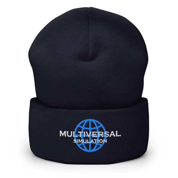 Multiversal Simulation Hat – Cuffed Beanie Unisex (White Text) - Image 11