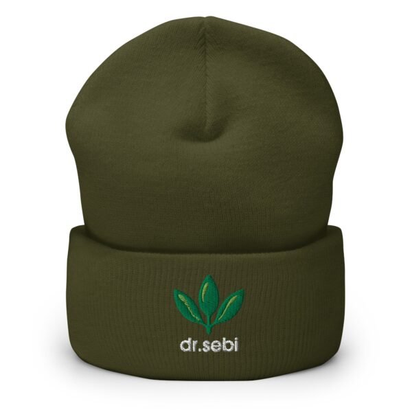 Dr. Sebi Hat – Cuffed Beanie Unisex (White Text)