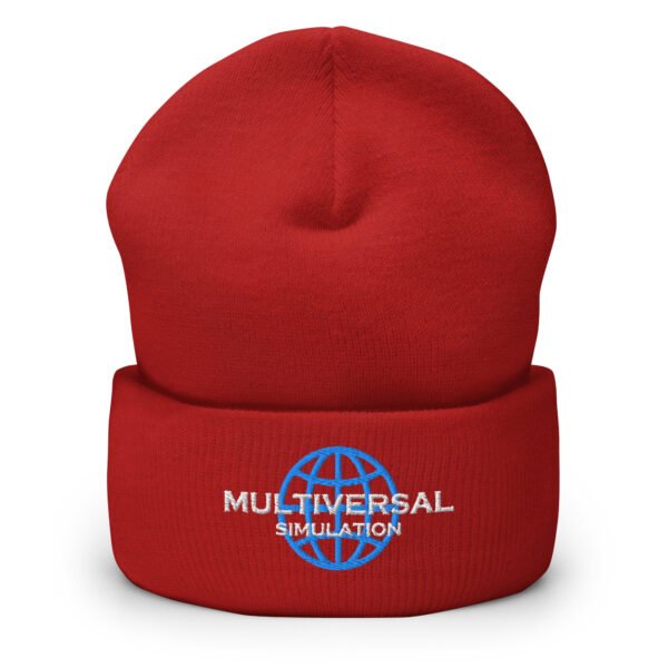Multiversal Simulation Hat – Cuffed Beanie Unisex (White Text) - Image 13
