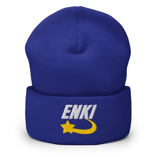 Enki Hat – Cuffed Beanie Unisex (White Text)