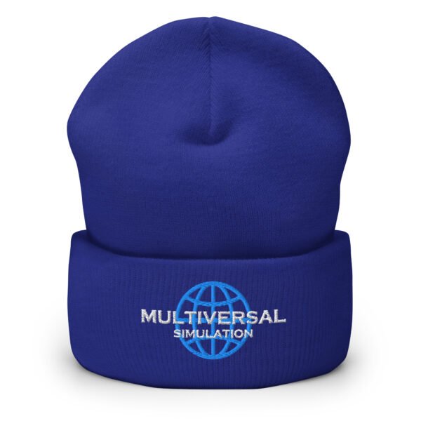 Multiversal Simulation Hat – Cuffed Beanie Unisex (White Text) - Image 12