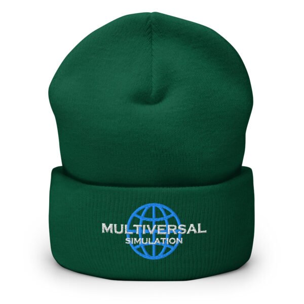 Multiversal Simulation Hat – Cuffed Beanie Unisex (White Text) - Image 15