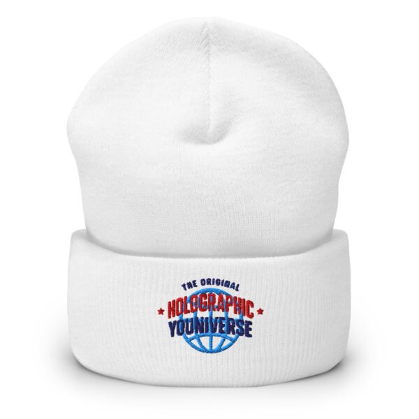 Holographic YOUniverse Hat – Cuffed Beanie Unisex (Navy Text)