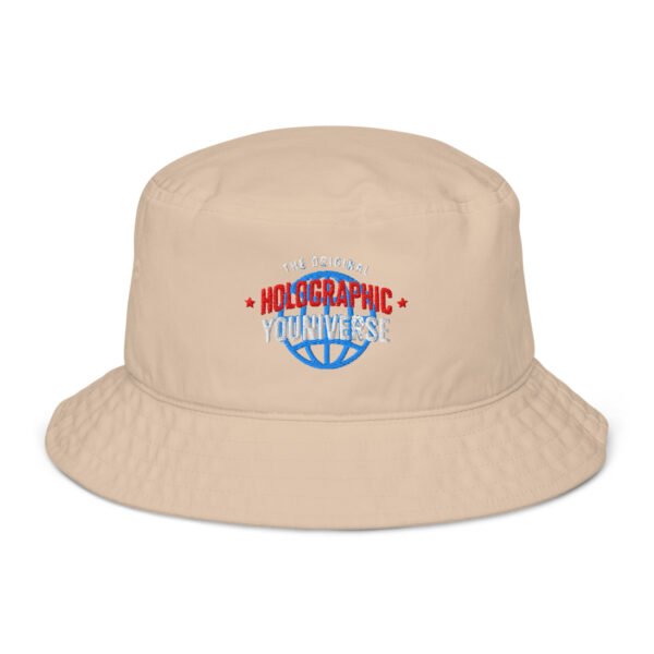 Holographic YOUniverse Organic Bucket Hat – Unisex (White Text) - Image 17