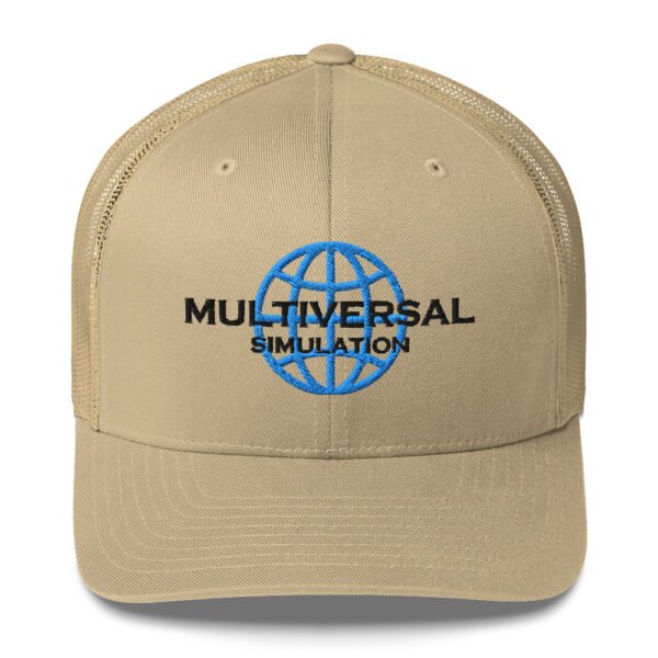 Multiversal Simulation Trucker Cap – Unisex (Black Text) - Image 65