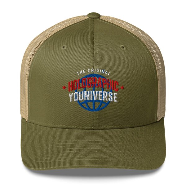 Holographic YOUniverse Trucker Cap – Unisex (White Text) - Image 137