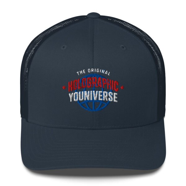 Holographic YOUniverse Trucker Cap – Unisex (White Text) - Image 25