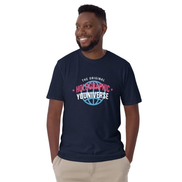 Holographic YOUniverse T-Shirt – Short-Sleeve Unisex Tee (White Text) - Image 5