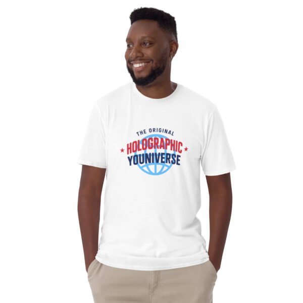 Holographic YOUniverse T-Shirt – Short-Sleeve Unisex Tee (Navy Text) - Image 5