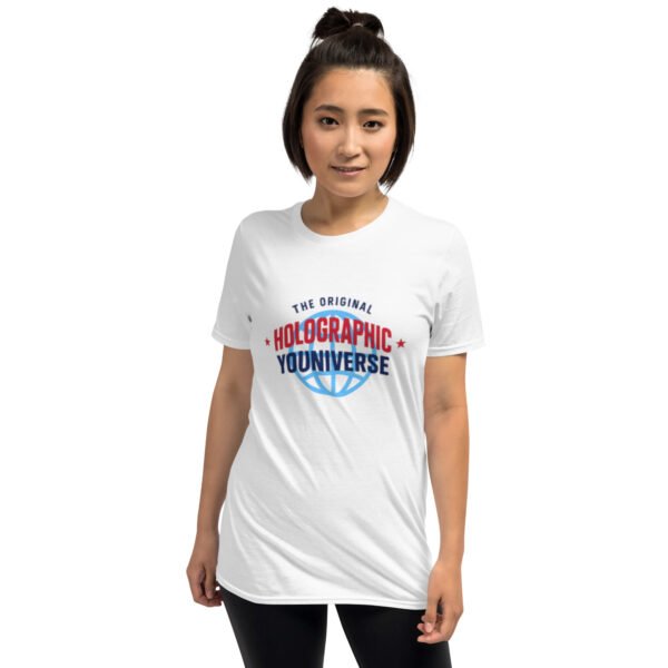Holographic YOUniverse T-Shirt – Short-Sleeve Unisex Tee (Navy Text) - Image 7