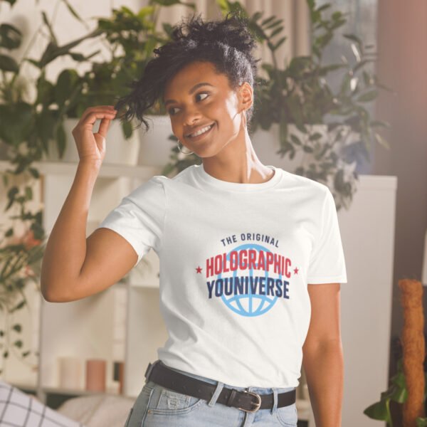 Holographic YOUniverse T-Shirt – Short-Sleeve Unisex Tee (Navy Text) - Image 10