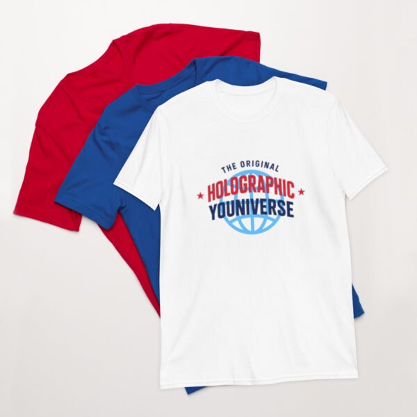 Holographic YOUniverse T-Shirt – Short-Sleeve Unisex Tee (Navy Text) - Image 12