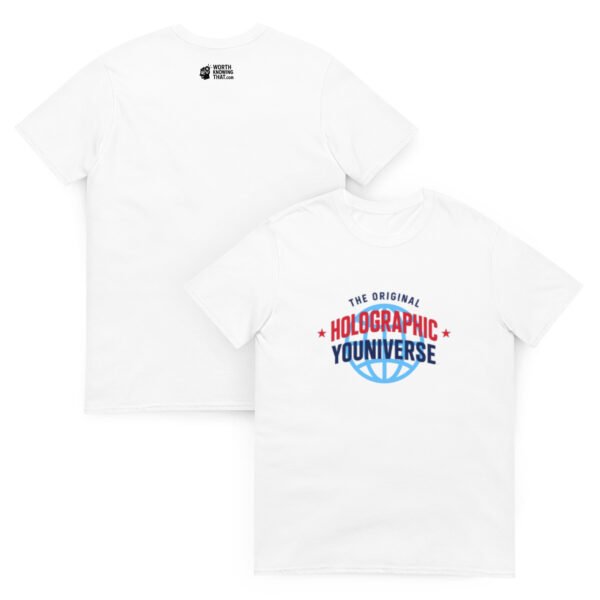Holographic YOUniverse T-Shirt – Short-Sleeve Unisex Tee (Navy Text) - Image 11