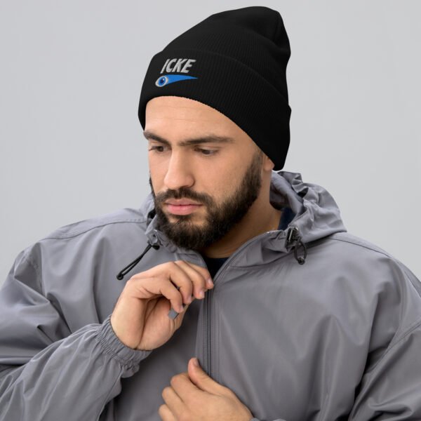 Icke Hat – Cuffed Beanie Unisex (White Text) - Image 4