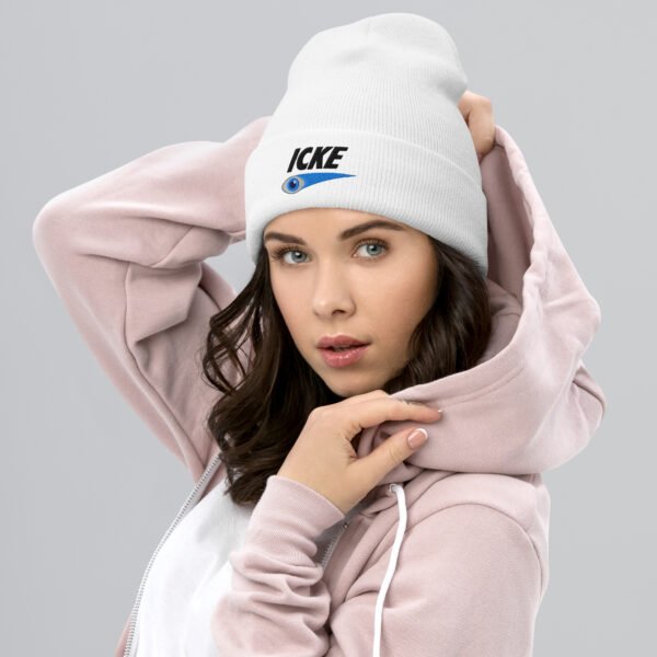 Icke Hat – Cuffed Beanie Unisex (Black Text) - Image 5